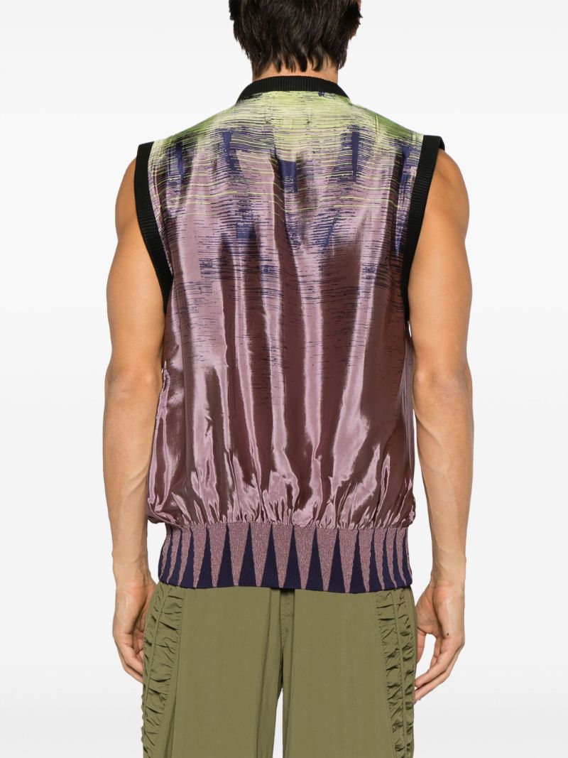 Pink Smocked Fluid-panel Vest