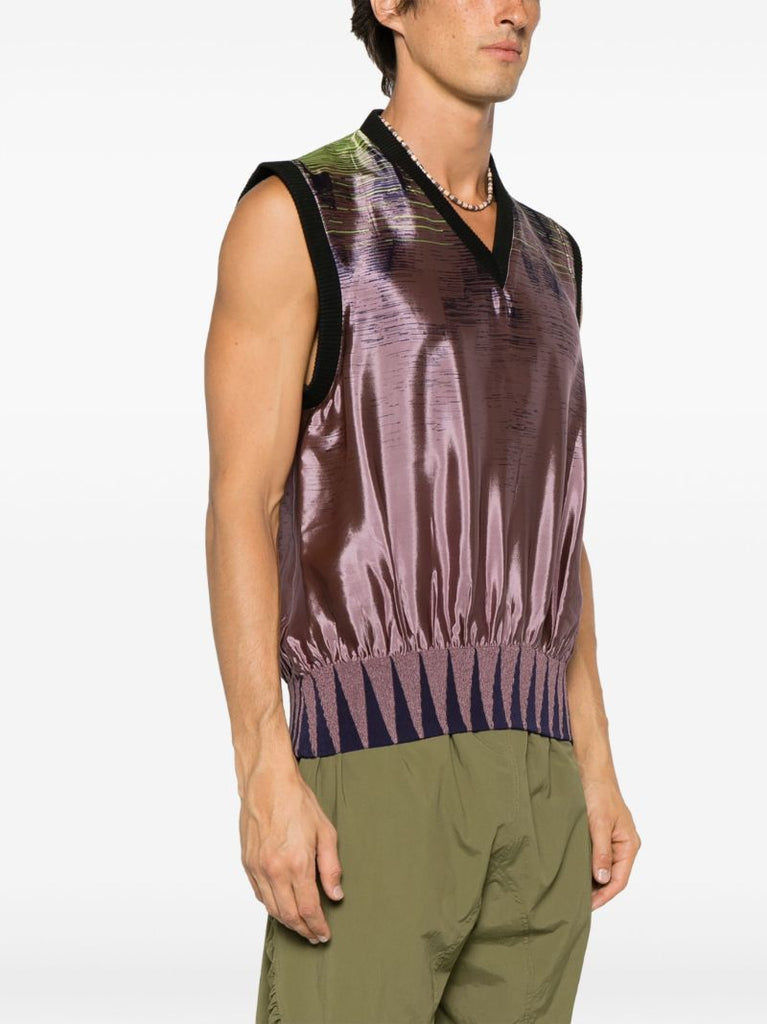 Pink Smocked Fluid-panel Vest