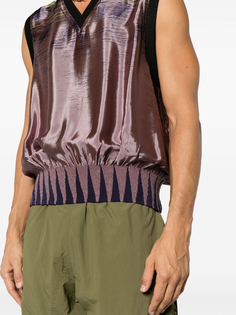 Pink Smocked Fluid-panel Vest
