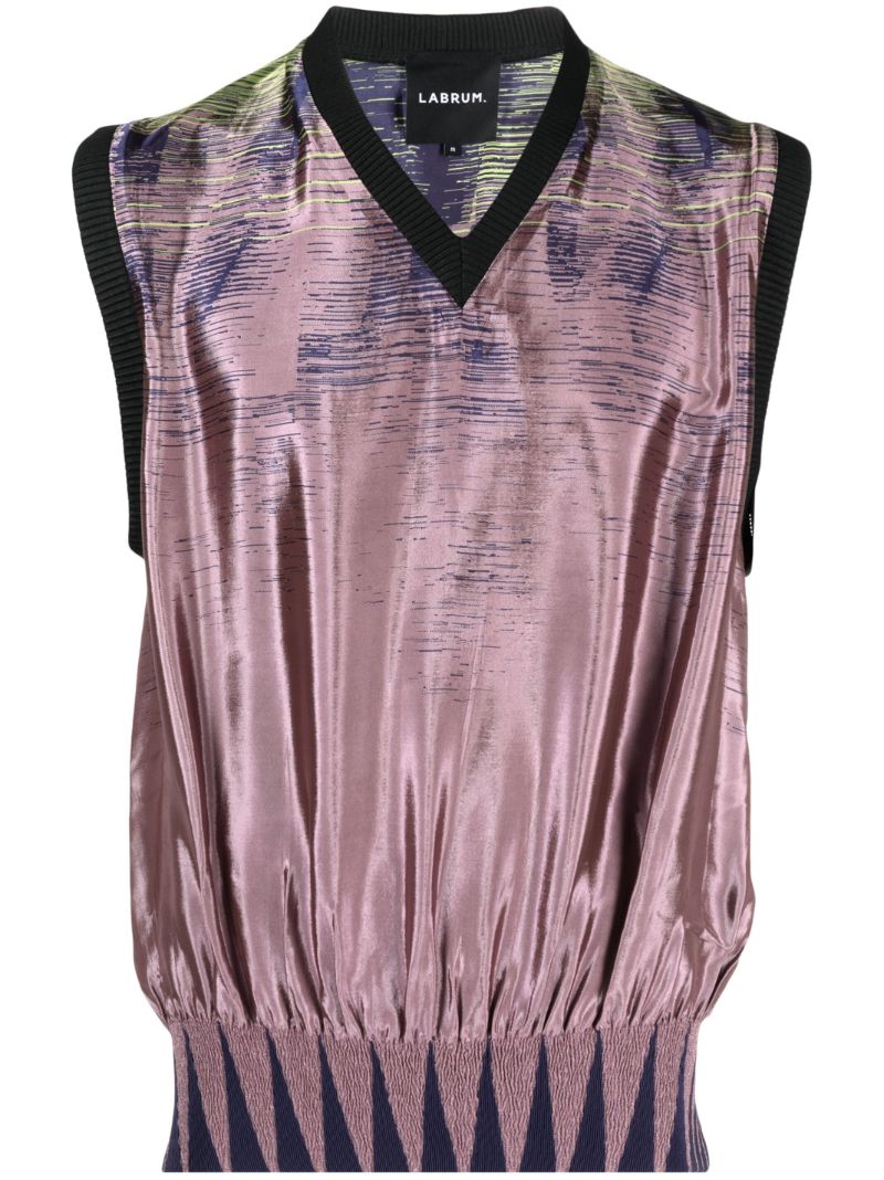 Pink Smocked Fluid-panel Vest