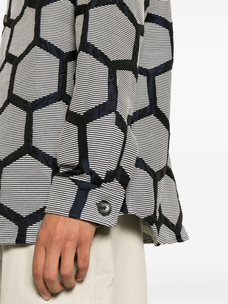 Blue Hexagon-jacquard Shirt