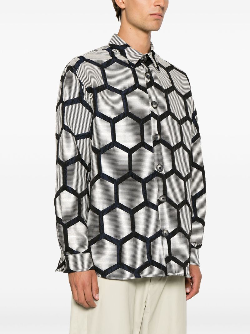 Blue Hexagon-jacquard Shirt