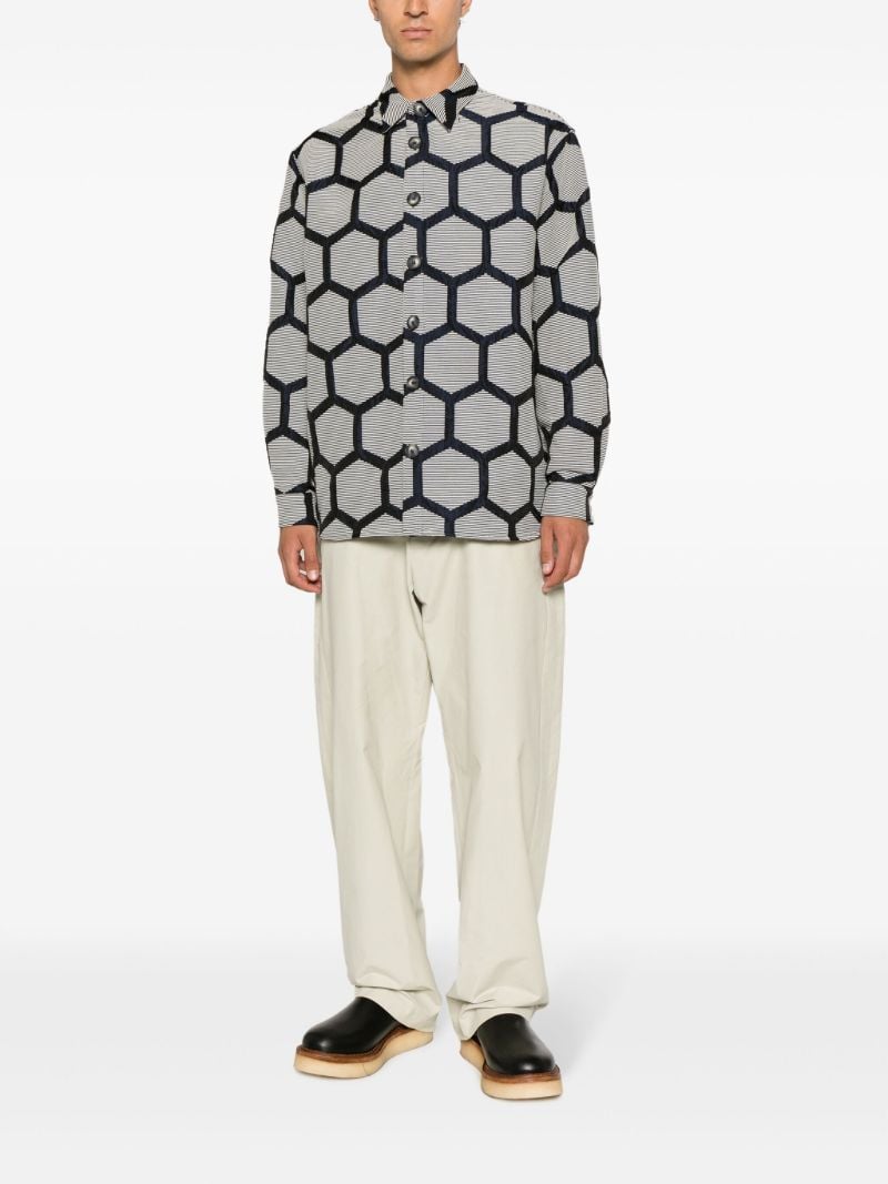 Blue Hexagon-jacquard Shirt