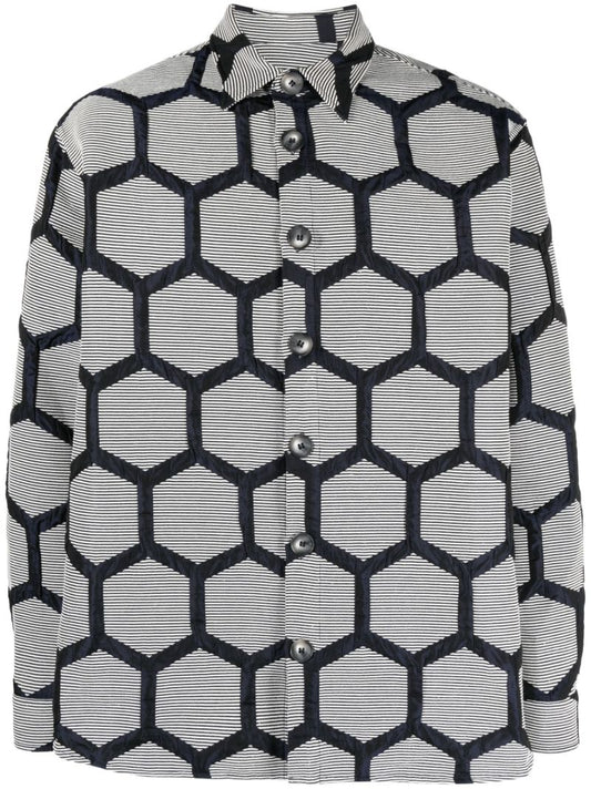 Blue Hexagon-jacquard Shirt
