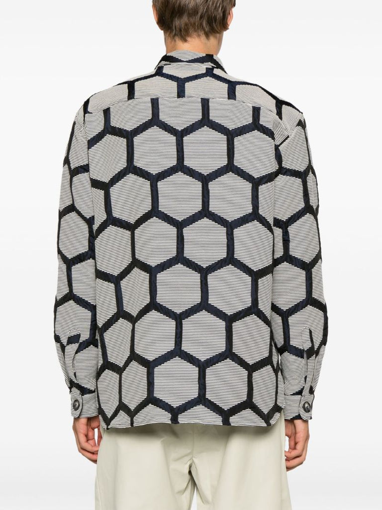 Blue Hexagon-jacquard Shirt
