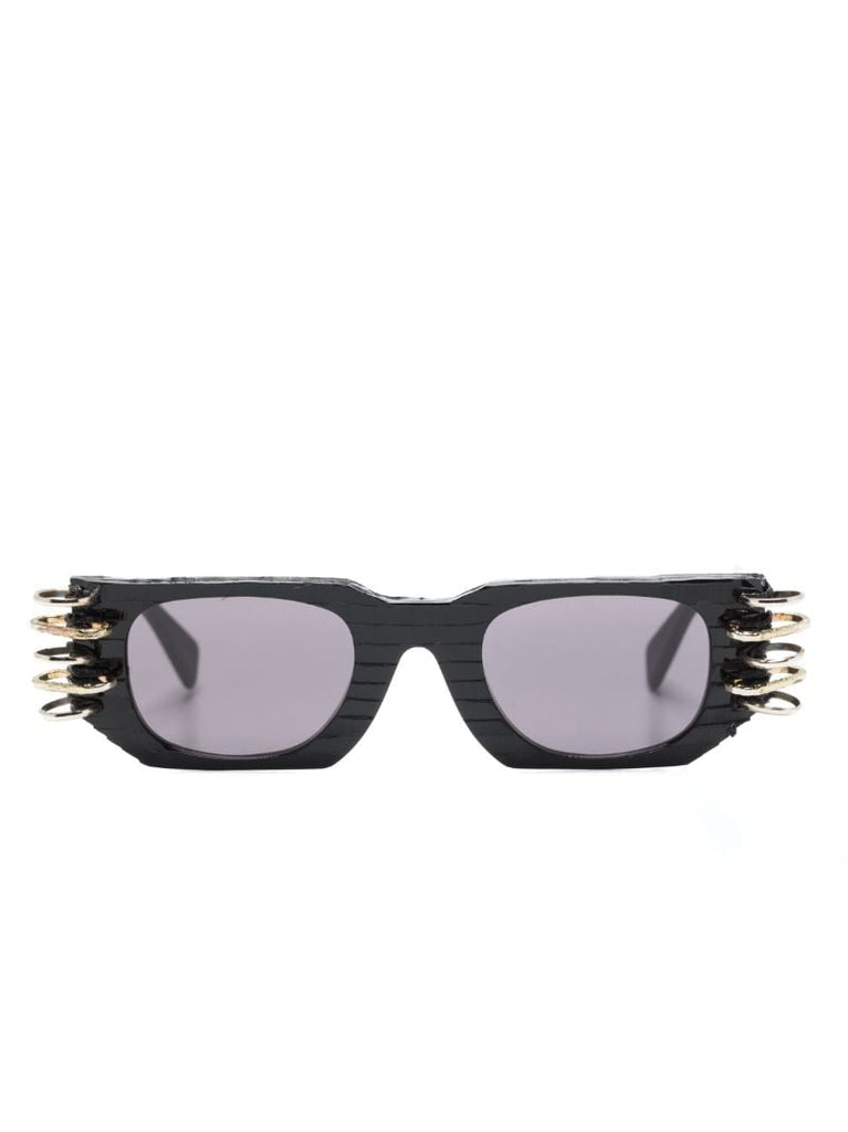 Black U8 Embellished Rectangle Sunglasses
