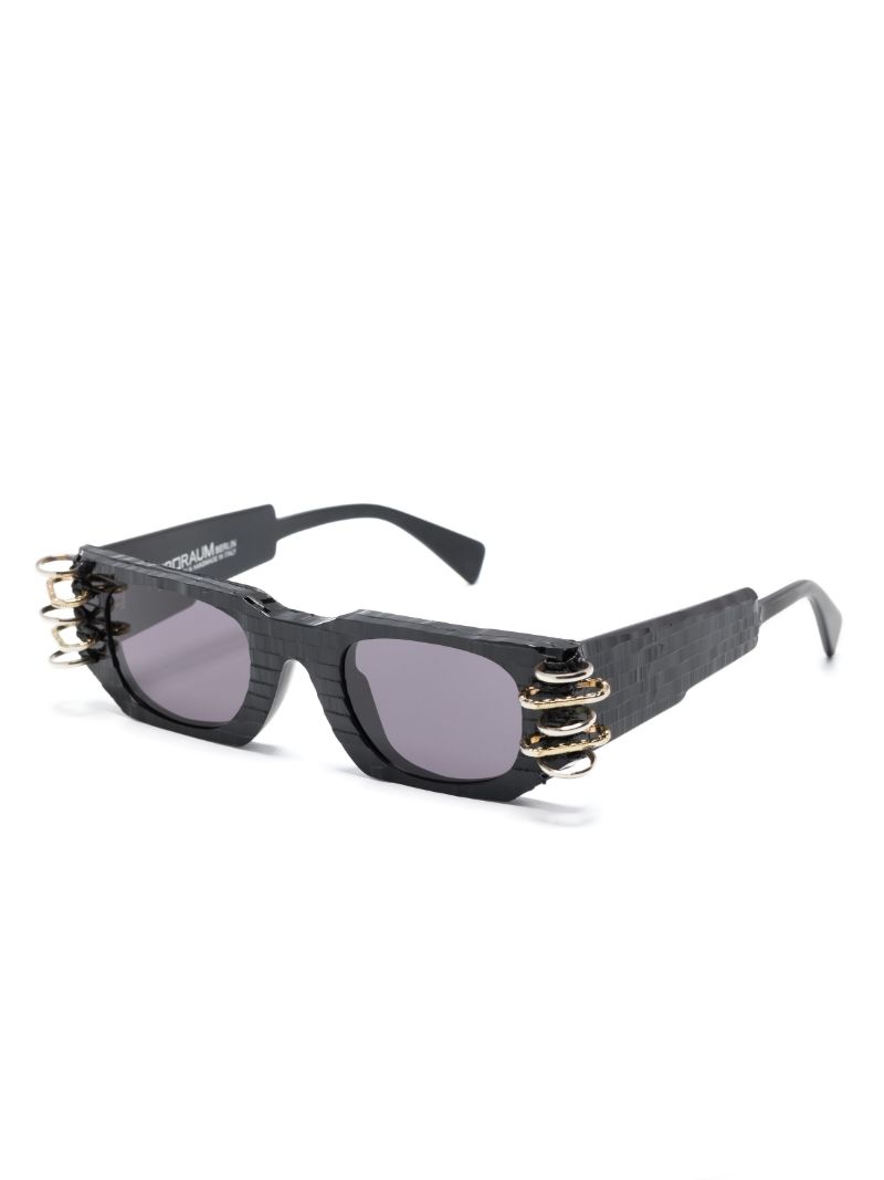 Black U8 Embellished Rectangle Sunglasses
