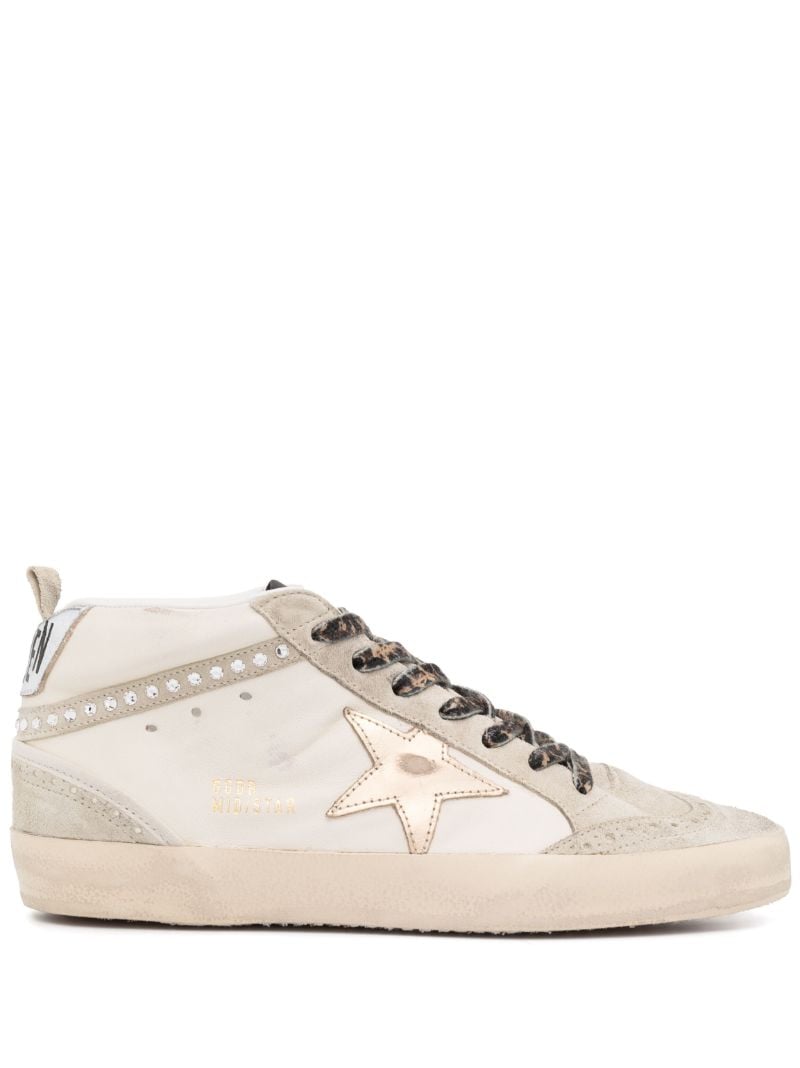 Neutral Mid Star Crystal Embellished Sneakers