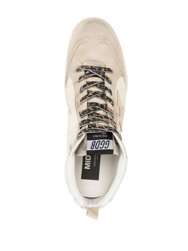 Neutral Mid Star Crystal Embellished Sneakers