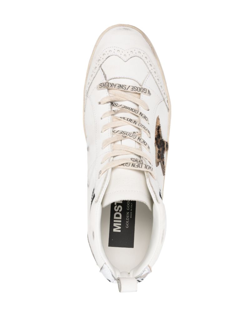 White Mid-star Leather Sneakers