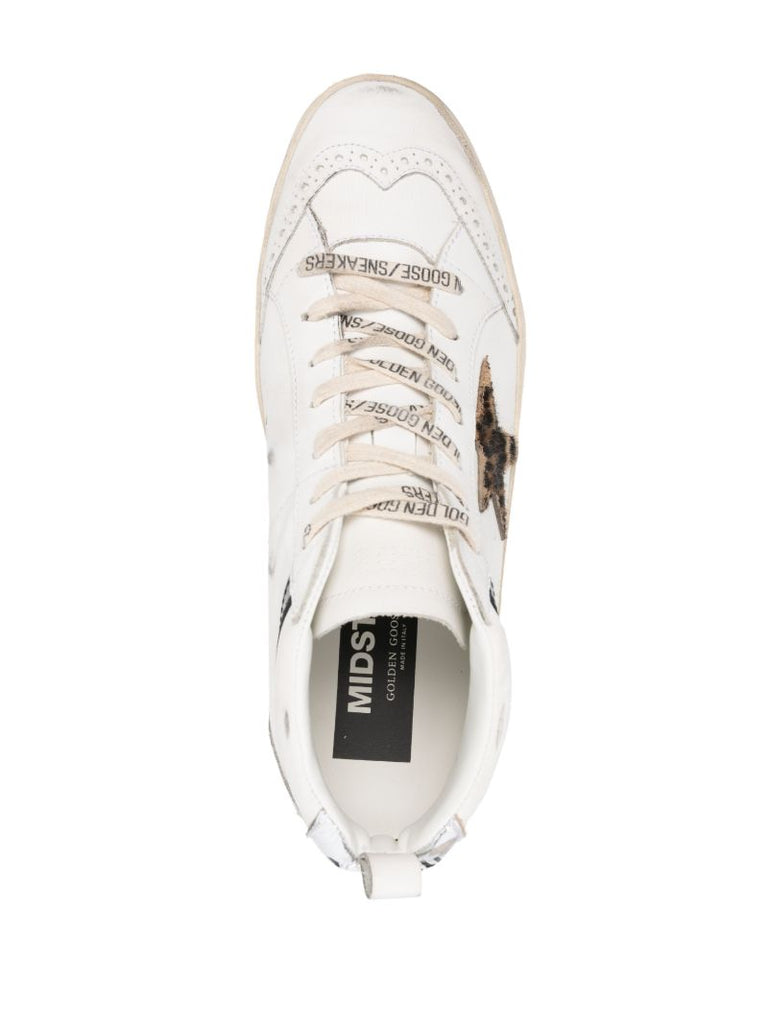 White Mid-star Leather Sneakers