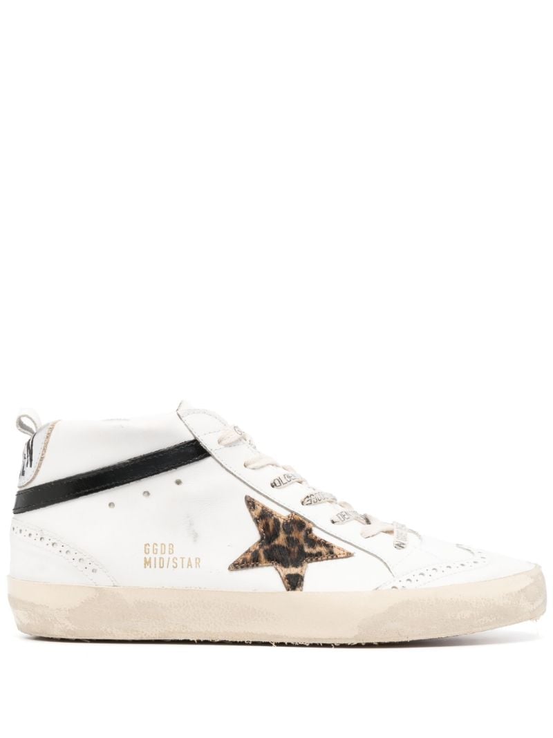 White Mid-star Leather Sneakers