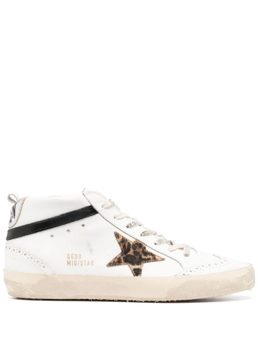 White Mid-star Leather Sneakers
