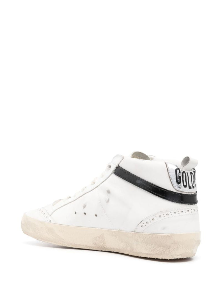 White Mid-star Leather Sneakers