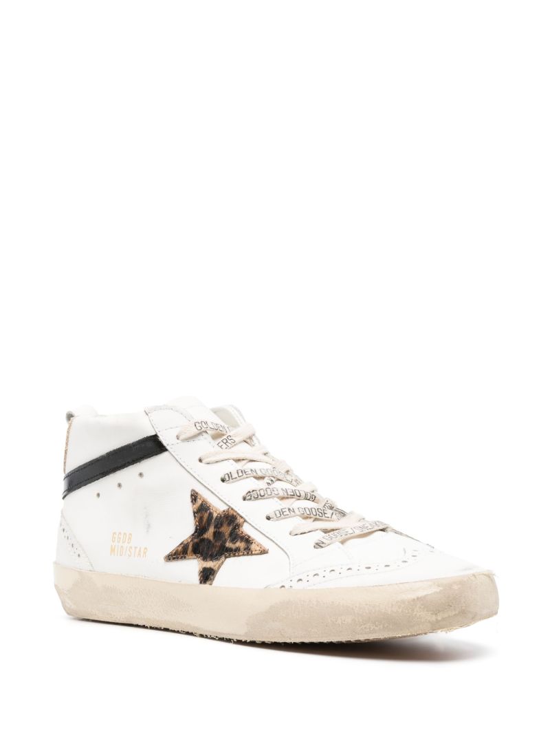 White Mid-star Leather Sneakers