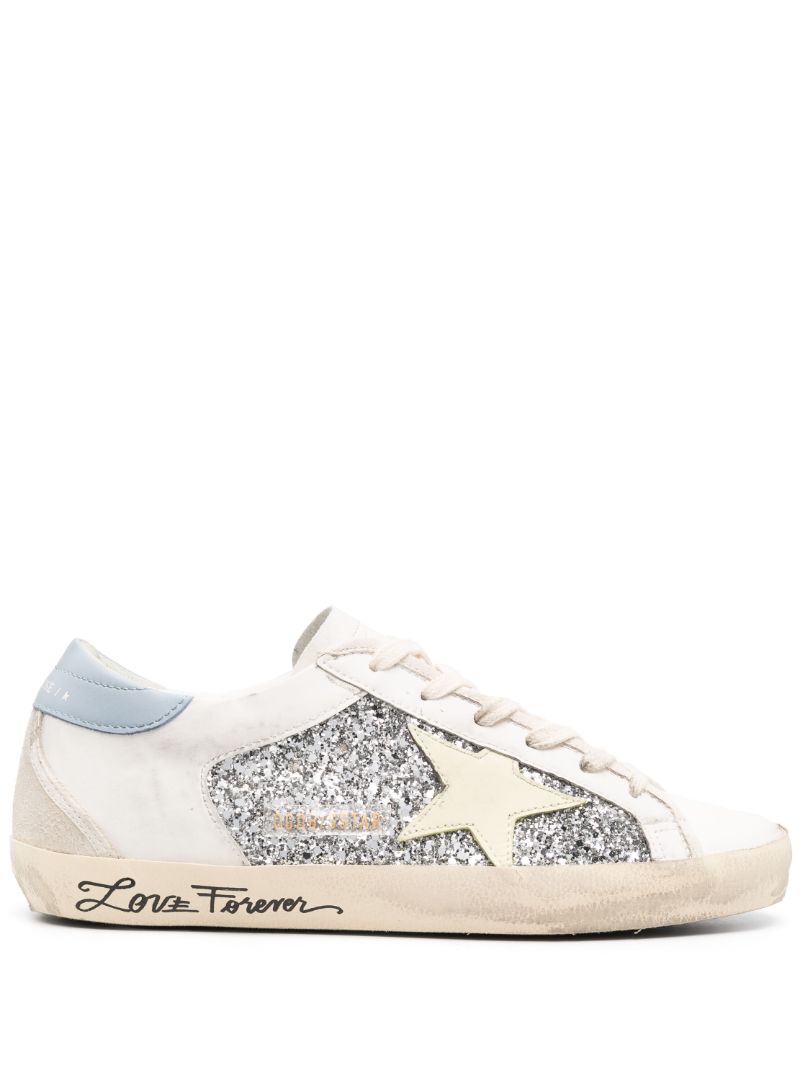 White Super-star Glitter Leather Sneakers