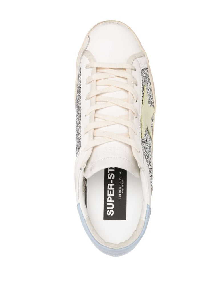 White Super-star Glitter Leather Sneakers