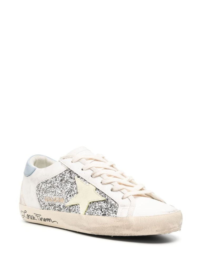 White Super-star Glitter Leather Sneakers