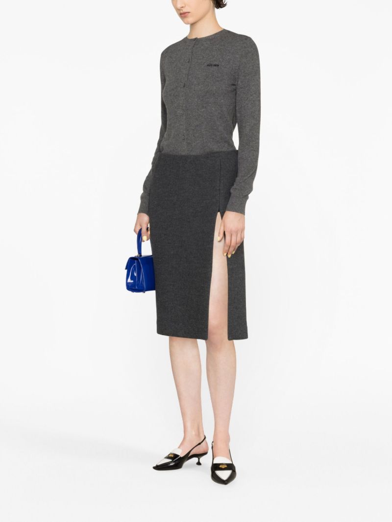 Grey Logo-embroidered Cashmere Cardigan