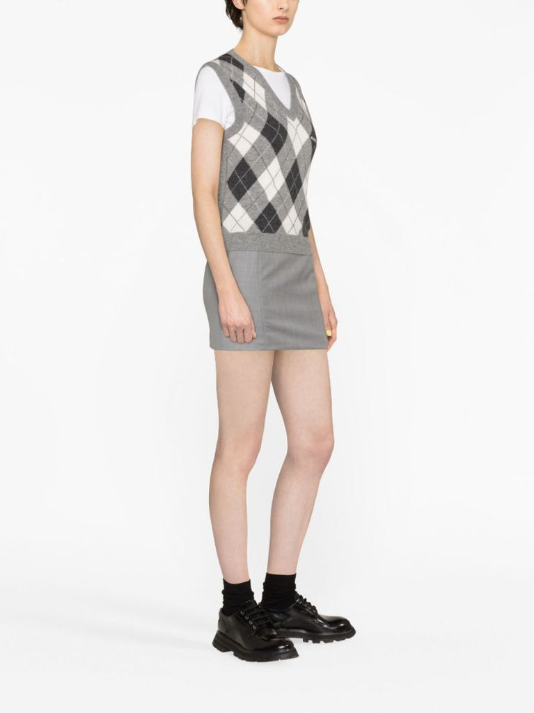 Grey Argyle Check Cashmere Vest