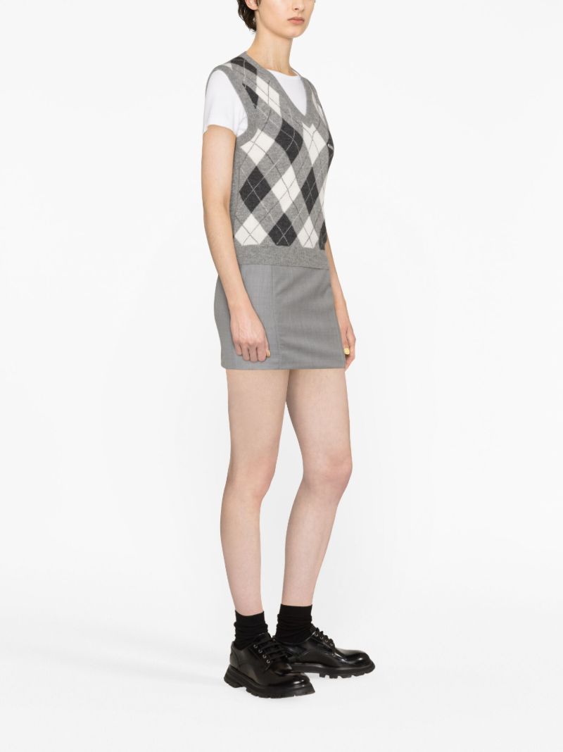 Grey Argyle Check Cashmere Vest
