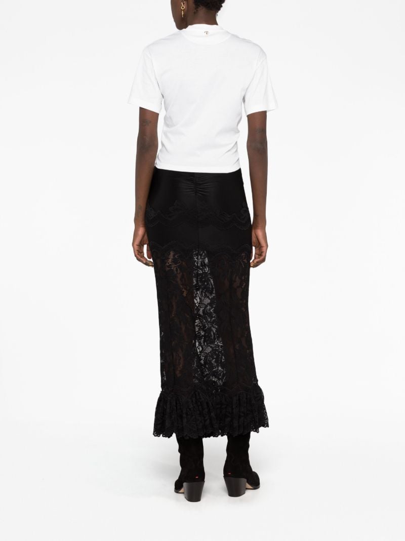 Black Floral-lace Midi Skirt
