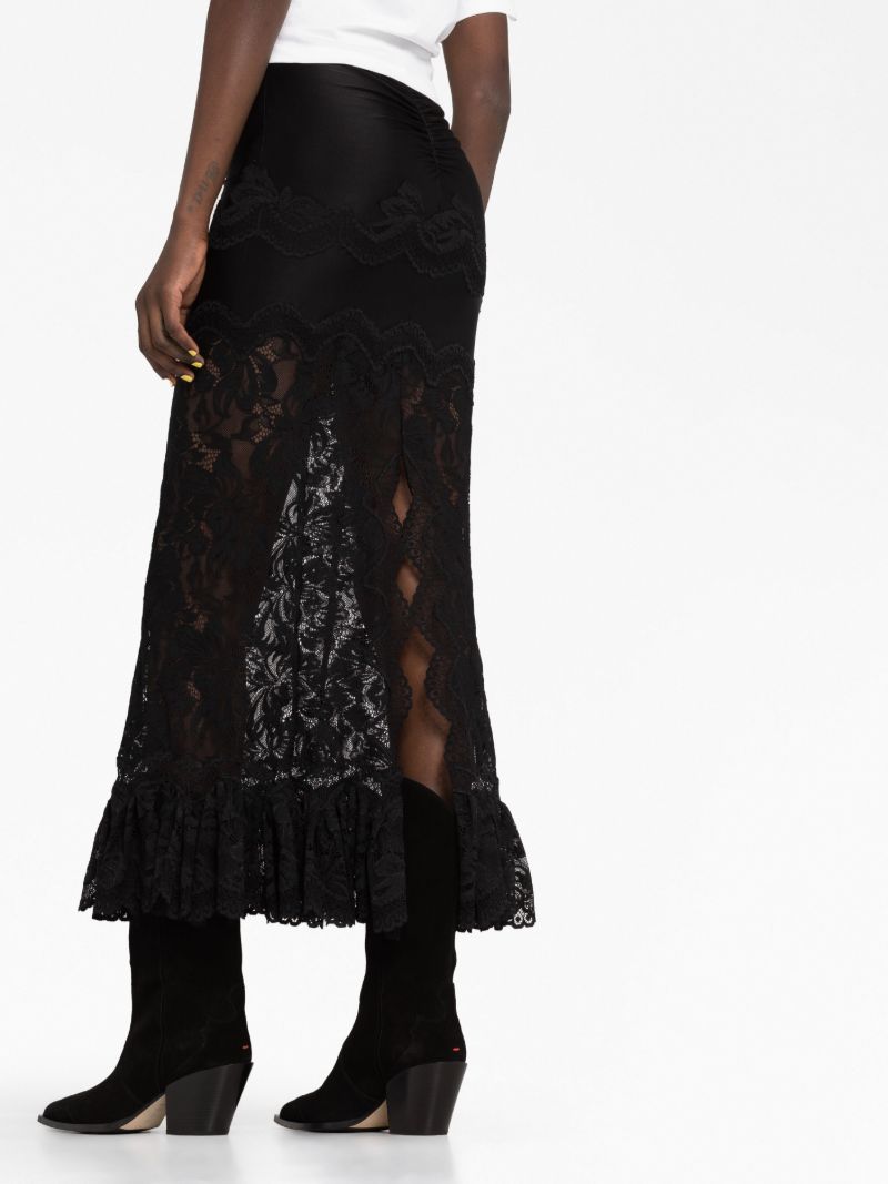 Black Floral-lace Midi Skirt