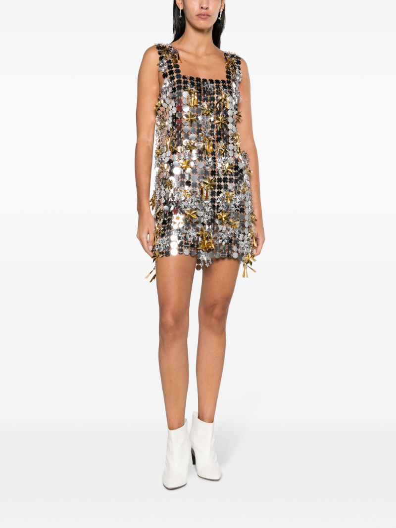 Silver-tone Star-embellished Mini Dress