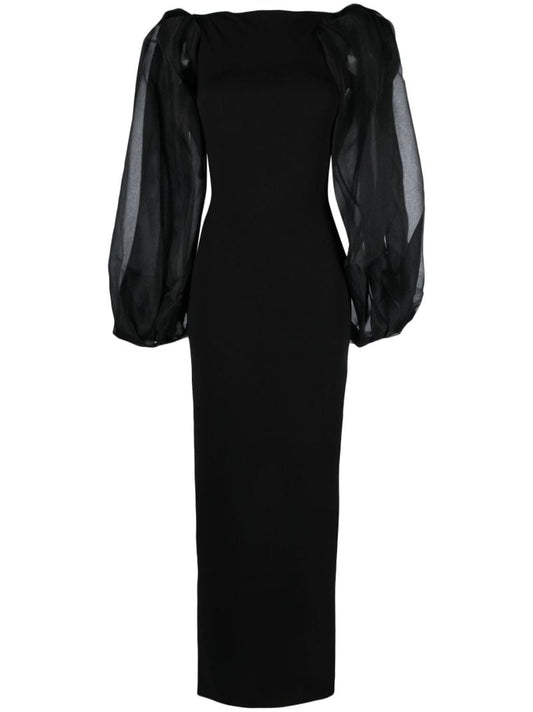 Black Karla Puff-sleeve Maxi Dress