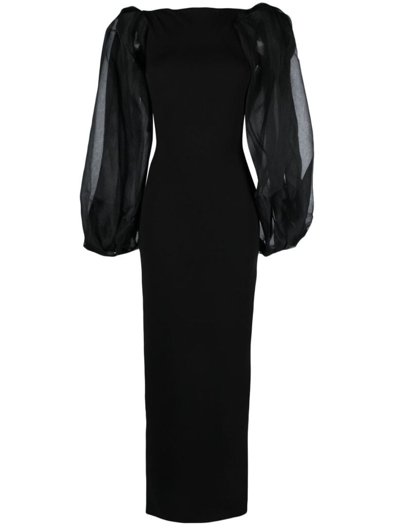 Black Karla Puff-sleeve Maxi Dress