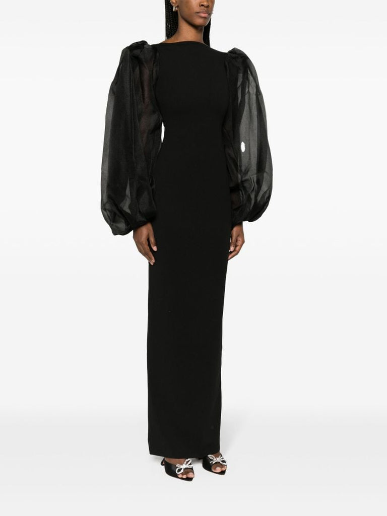 Black Karla Puff-sleeve Maxi Dress