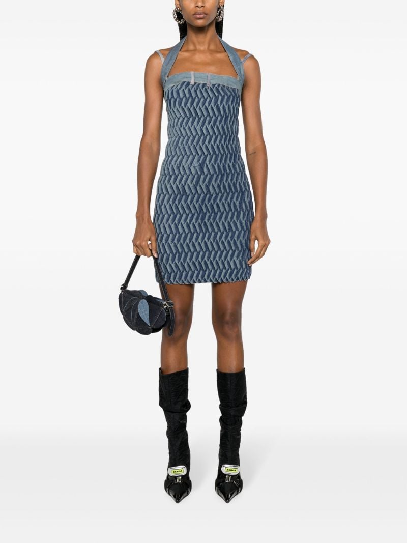Blue Tyre Pleated Denim Mini Dress