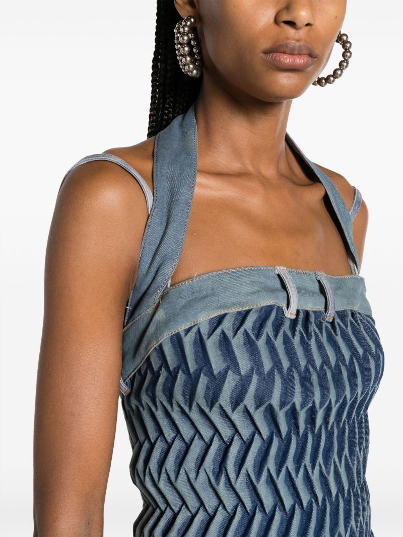 Blue Tyre Pleated Denim Mini Dress
