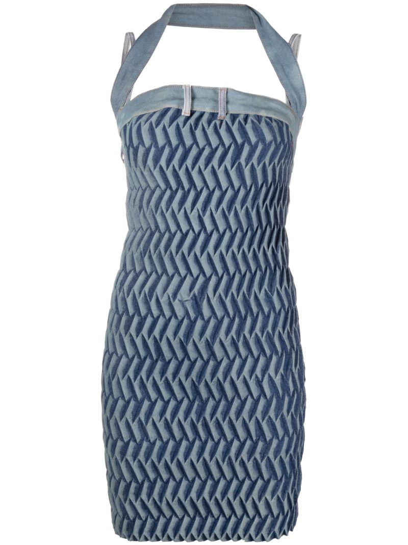 Blue Tyre Pleated Denim Mini Dress