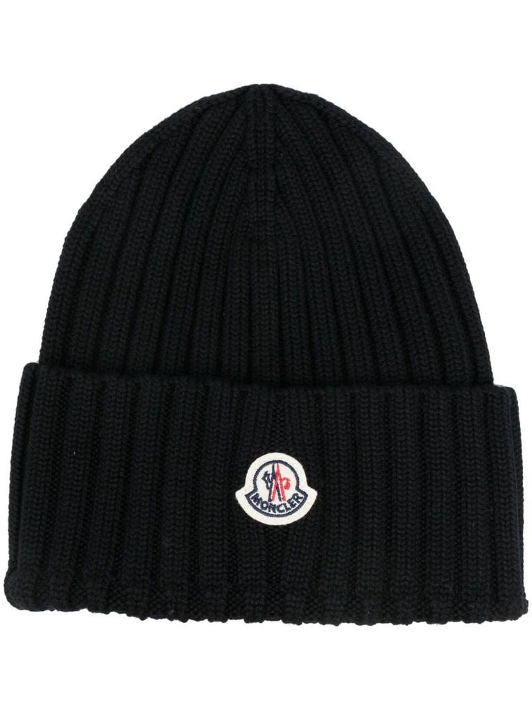 Black Ribbed-knit Virgin Wool Beanie