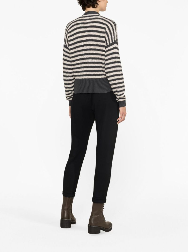 Grey Striped Cotton Cardigan