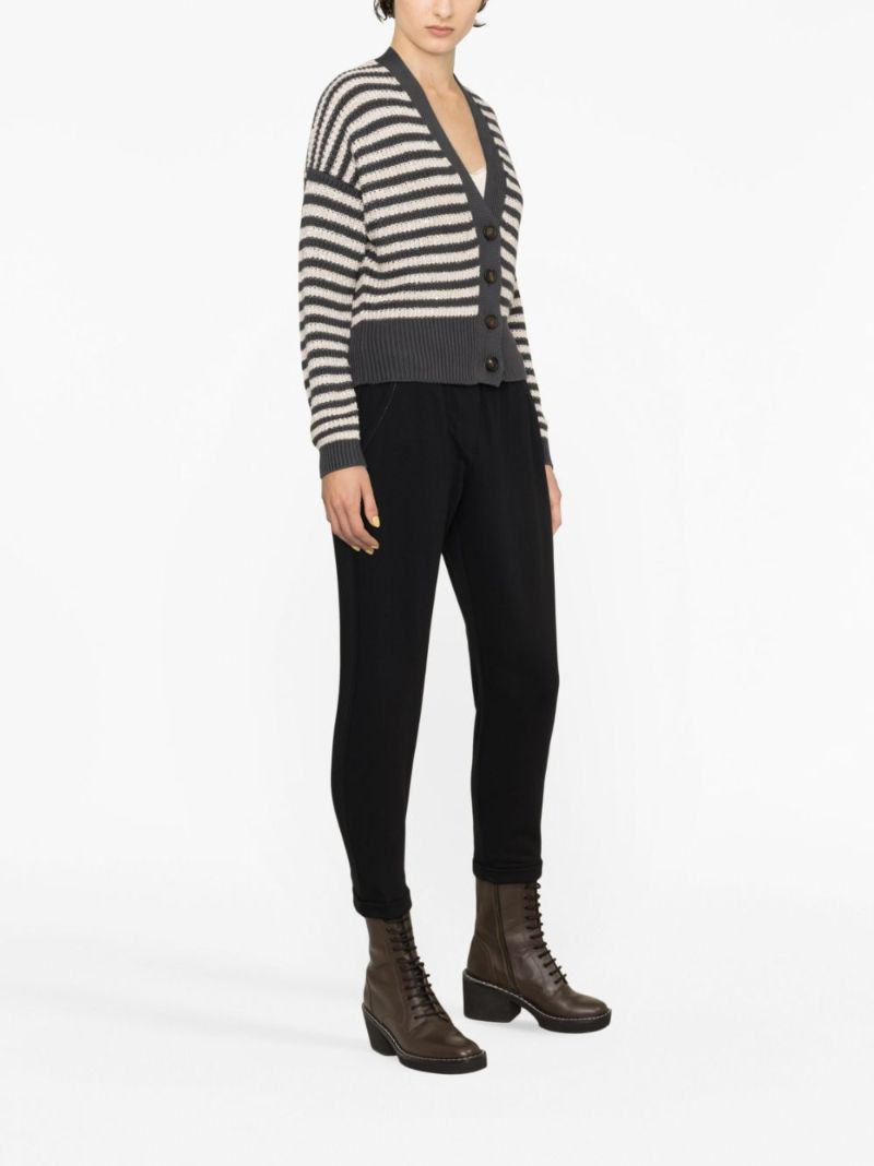 Grey Striped Cotton Cardigan
