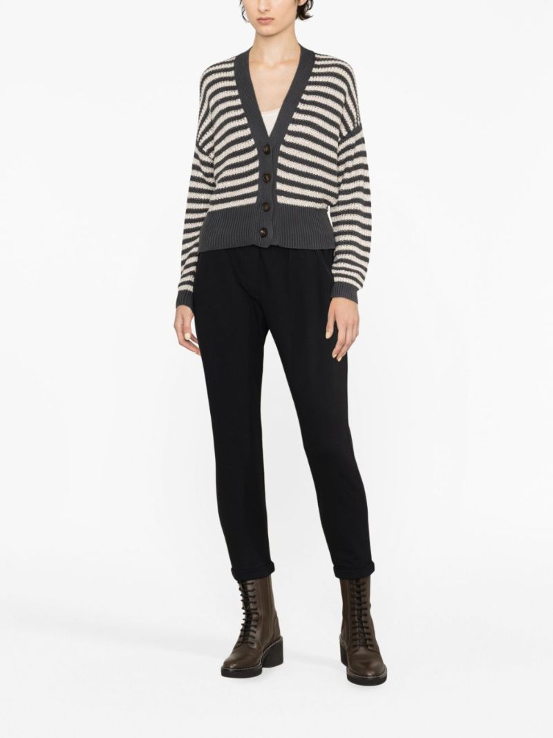 Grey Striped Cotton Cardigan