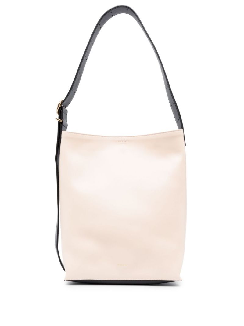 Beige Cannolo Leather Shoulder Bag