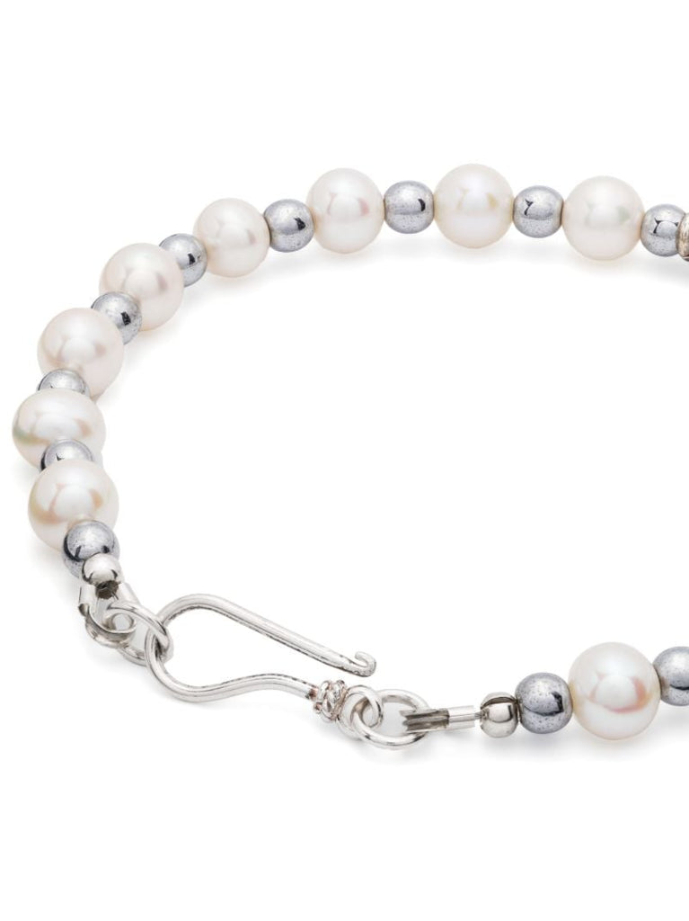 Sterling Silver Pearl and Hematite Bracelet