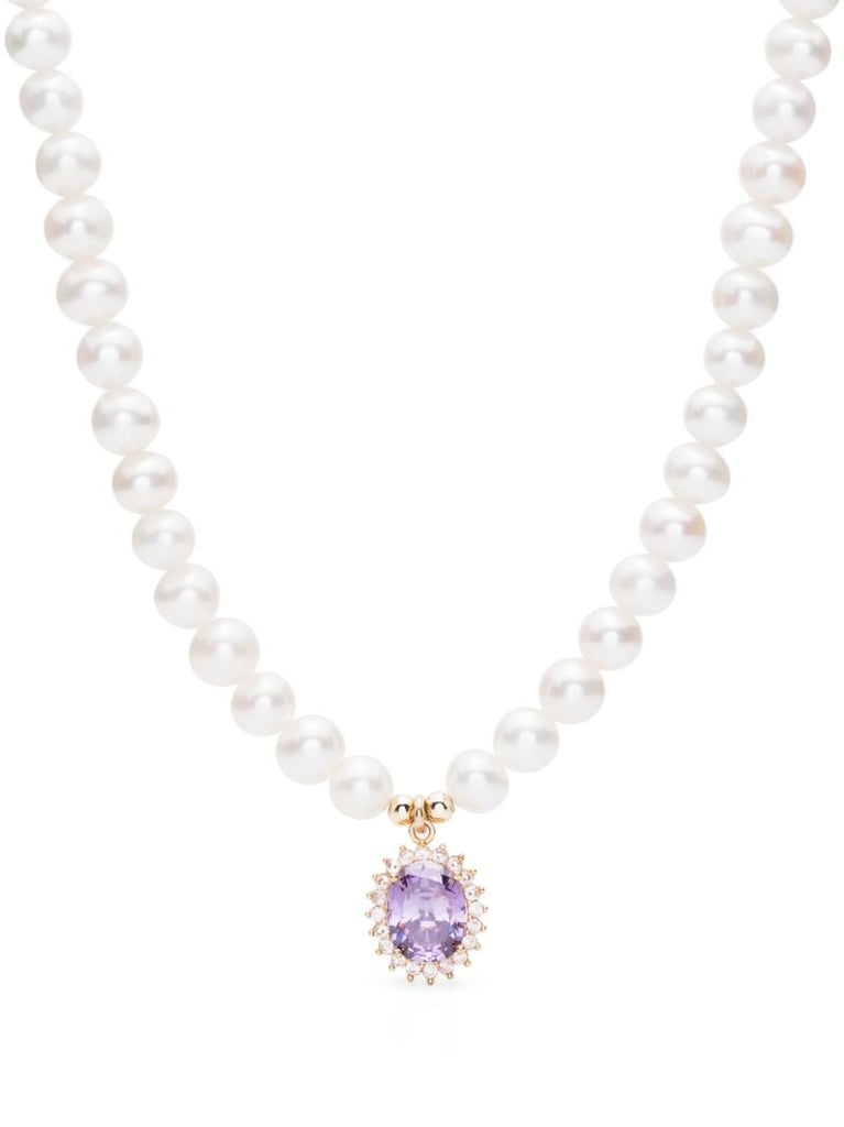 Gold-tone Pearl and Crystal Necklace