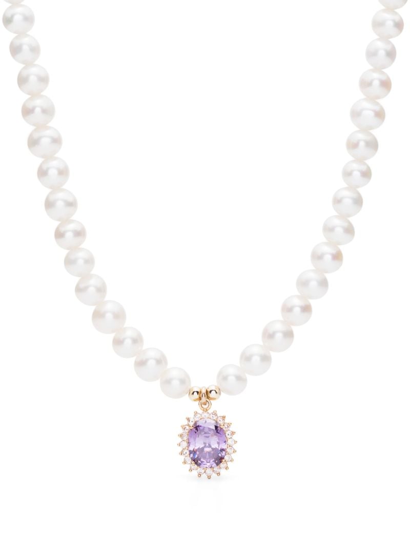 Gold-tone Pearl and Crystal Necklace