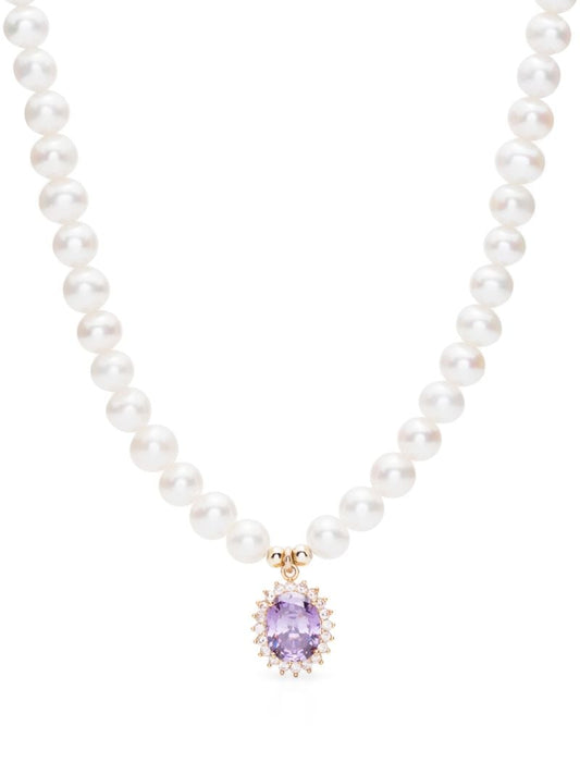Gold-tone Pearl and Crystal Necklace