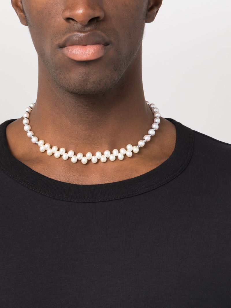 Sterling Silver Pearl and Hematite Necklace