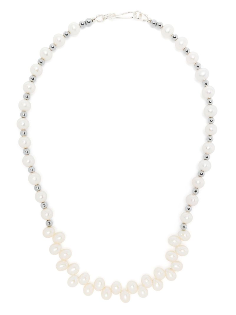 Sterling Silver Pearl and Hematite Necklace