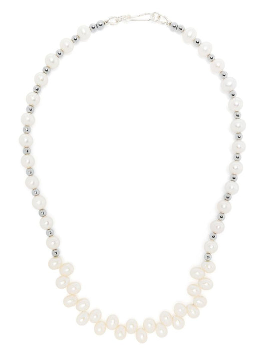 Sterling Silver Pearl and Hematite Necklace