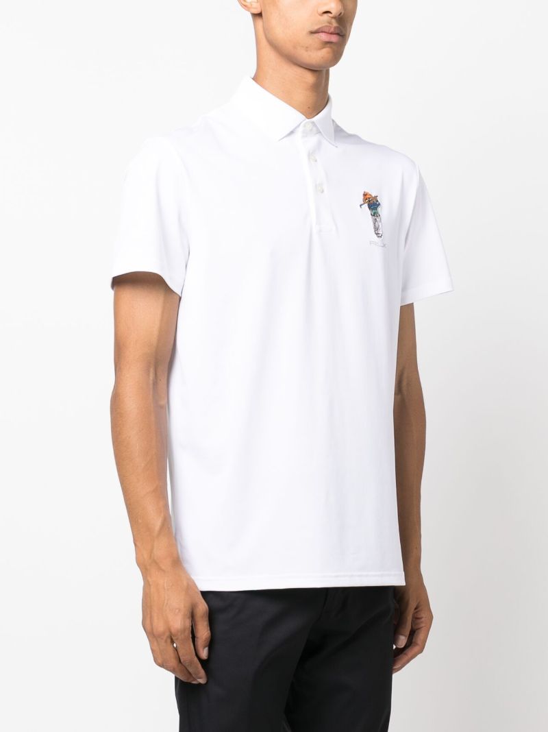 White Golf Bear Embroidered Polo Shirt