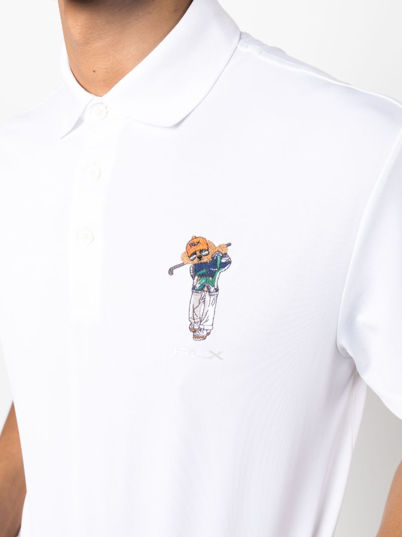 White Golf Bear Embroidered Polo Shirt