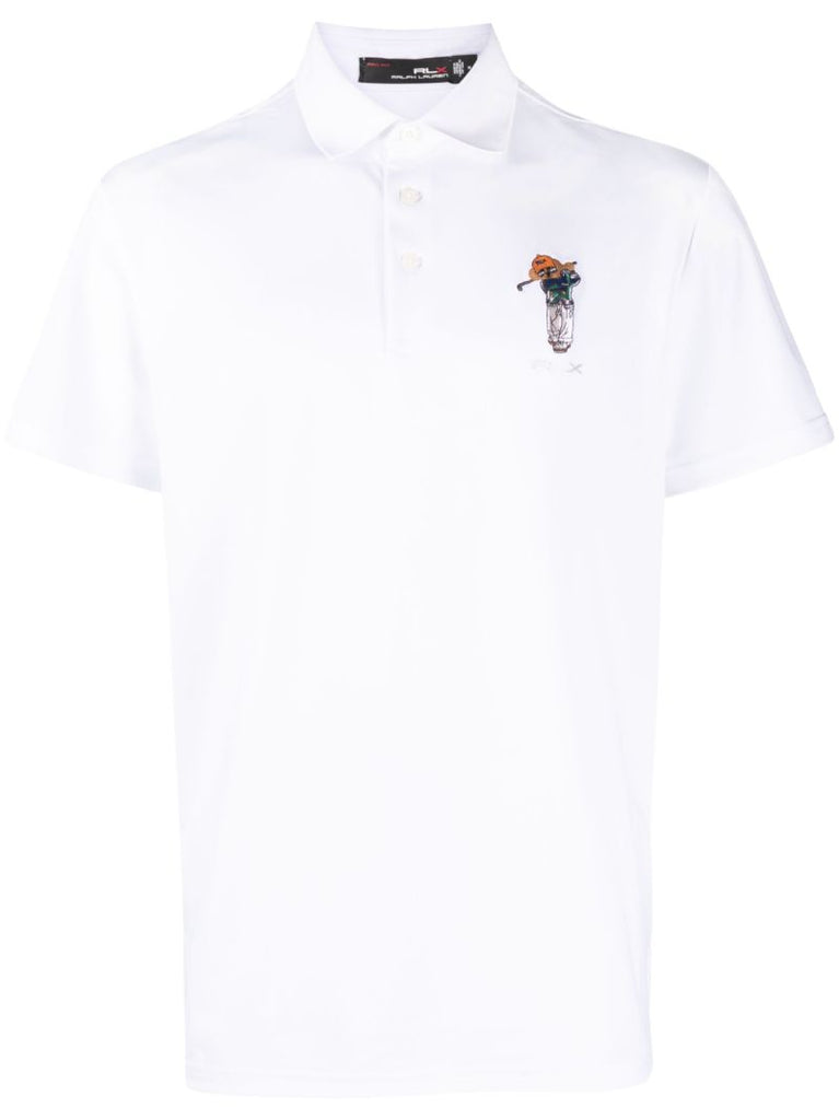 White Golf Bear Embroidered Polo Shirt