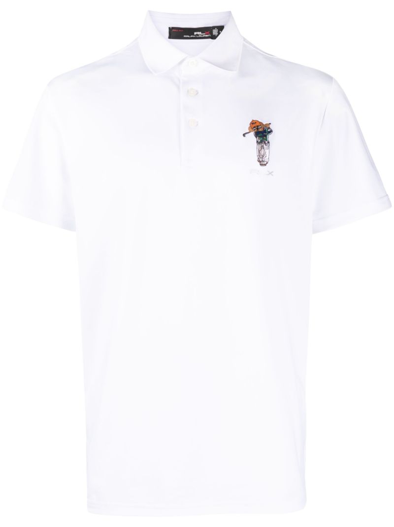 White Golf Bear Embroidered Polo Shirt